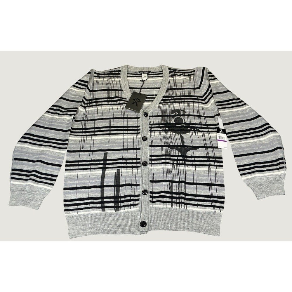 Artful Dodger Conspire Cardigan XXL 100% Wool Graphic Streetwear Sweater NWT